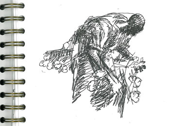 John Biggers Sketch of Man Picking Cotton