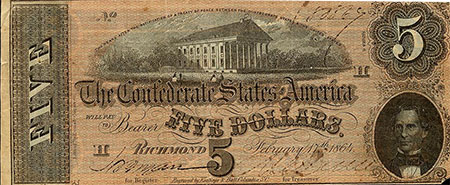 Confederate Five Dollar Bill