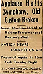Newspaper Clipping of Dawson's Symphony