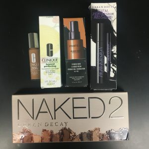 Packaging of Urban Decay, Smashbox, and Clinique Makeup