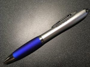 The overview of the pen. Several features suggest that it is a promotional product.