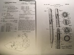 Patented documents of designs of promotional pens