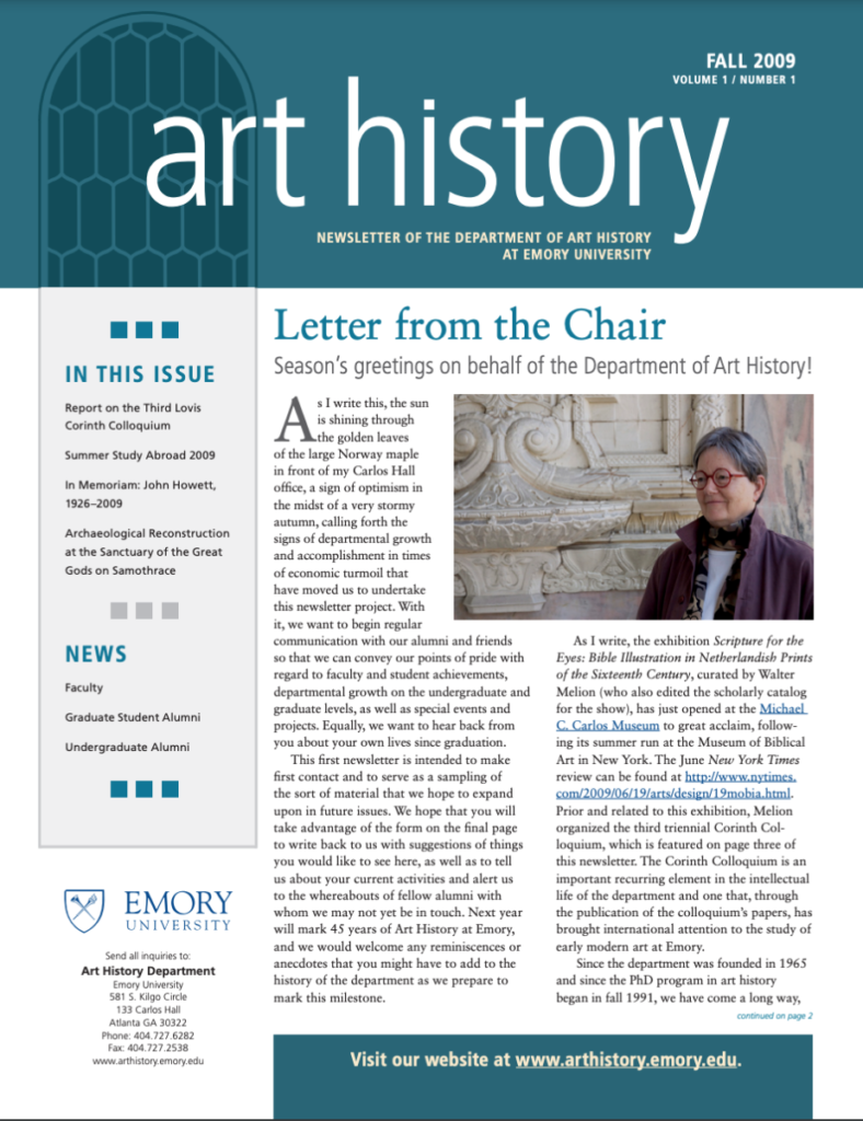 Art History Newsletters – Department Of Art History