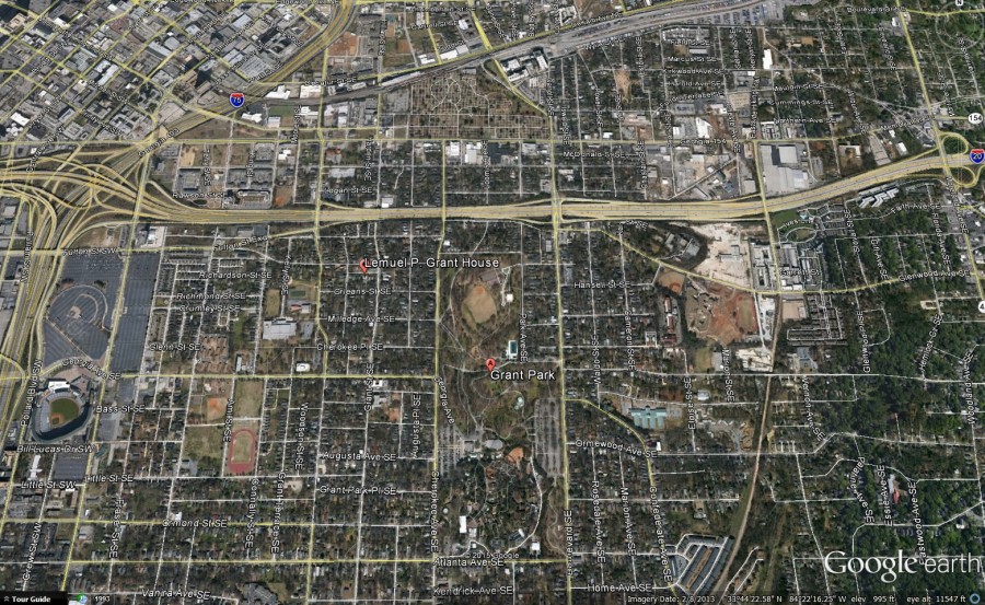 Image of Gran't house in relation to Grant Park and Greater Metro Atlanta.