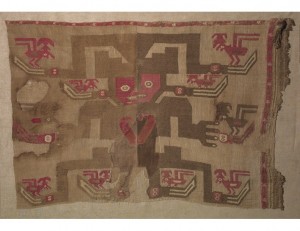Brocade Textile with Figure Wearing Crescent Headdress, Chimú, Central Andes, Late Intermediate Period, 1100-1470 AD.  2002.008.001 Gift in memory of John C. and Nora Wise. Photo by Bruce M. White.