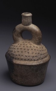 Stirrup Spout Bottle with Shell Texture. Cupisnique, Central Andes, North Coast. Early Horizon Period, 400 - 200 BCE. 1988.012.007 Gift of William C. and Carol W. Thibadeau.  