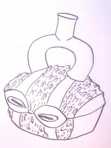 Vessel Depicting a Spondylus Shell. Chavín, Central Andes, 900 - 200 BCE. Lima, Museo Nacional de Arqueologia, Antropologia e Historia del Peru. Drawing by Jenny Butterworth