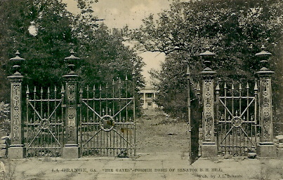 Iron gates outside the old Bellevue Mansion, LaGrange, Georgia.