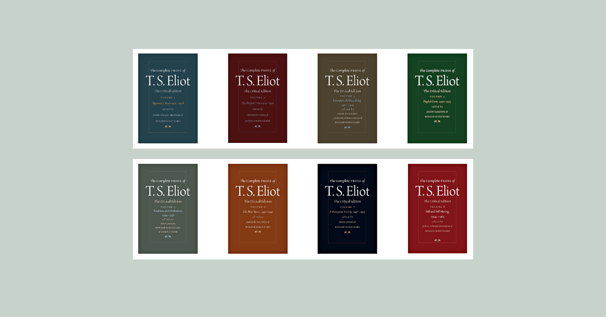 Banner featuring screenshot of Complete Prose of T.S. Eliot book covers