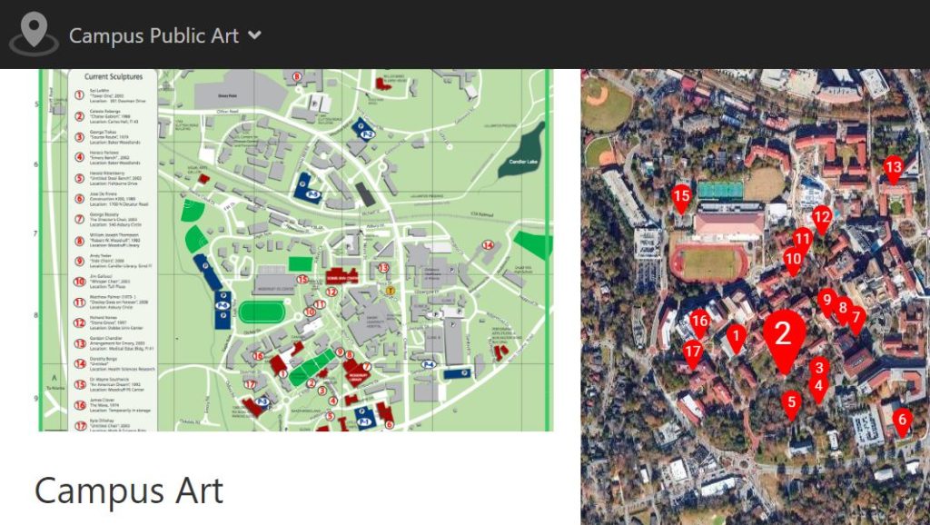 Screenshot of Campus Public Art OpenTour