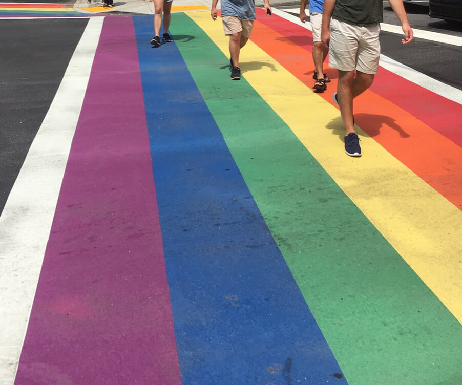 Rainbow crosswalks, corner of 10th Street and Piedmont Avenue, Atlanta