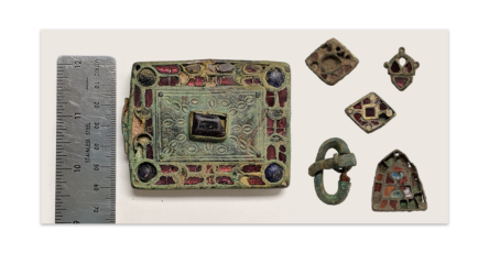 Banner featuring composite image of Visigothic belt-buckle and other objects of personal adornment
