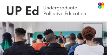 UP Ed (Undergraduate Palliative Education). Image: photo of students shown from behind, featuring three heads in the foreground, all with short hair.