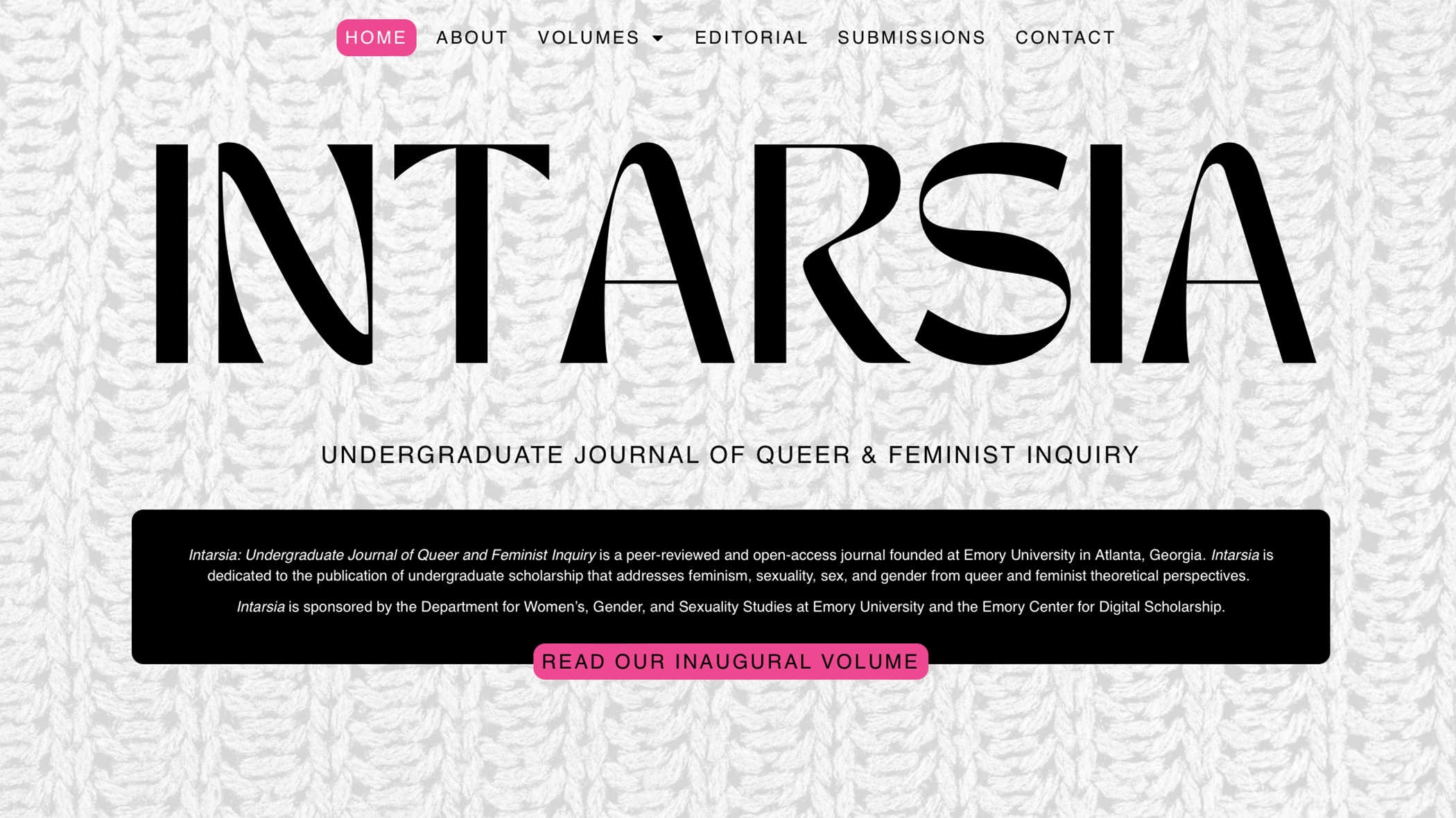 Screenshot of the Intarsia Journal website