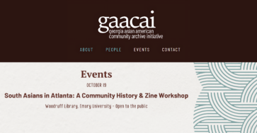 Logo of the Georgia Asian American Community Archive Initiative. Description of an upcoming event.