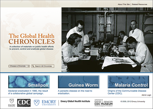Home page for Global Health Chronicles website