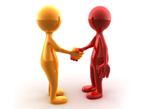Clip art photo of two figures shaking hands