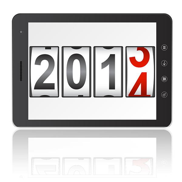 Illustration of an iPad with "2014"