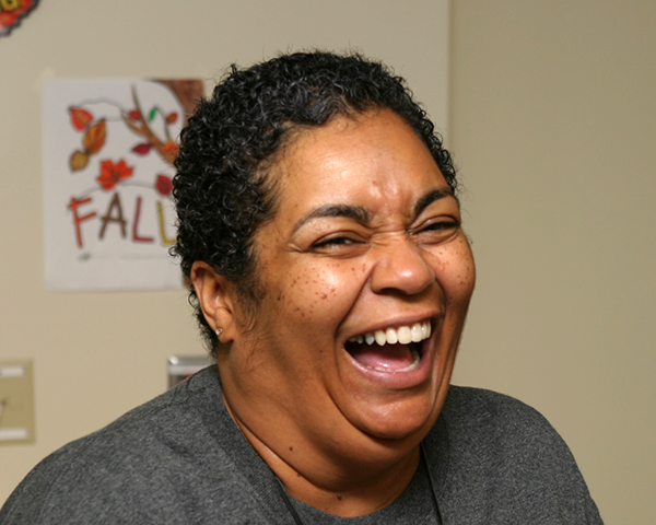 Photo of a woman laughing