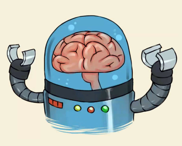 Illustration of a robot with a brain