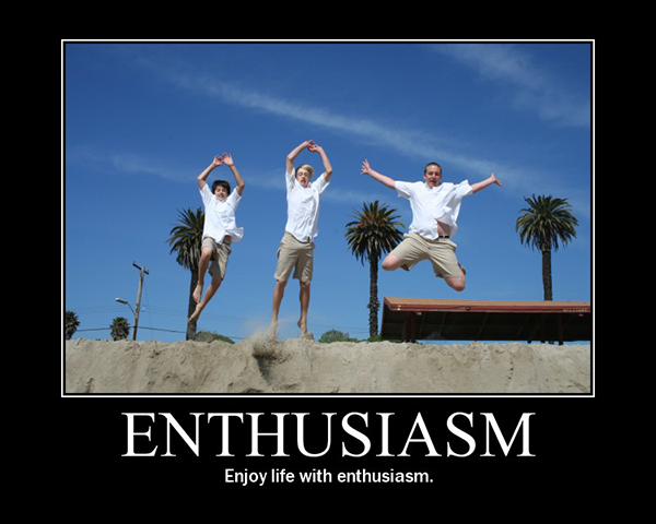 Photo of three people jumping with "enthusiasm"