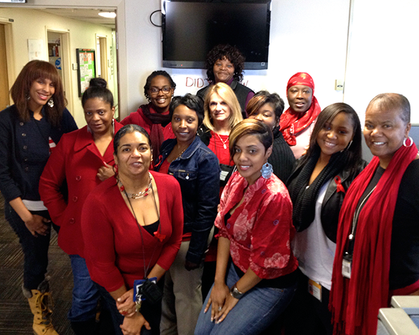 Photo of OIT staff wearing red clothing