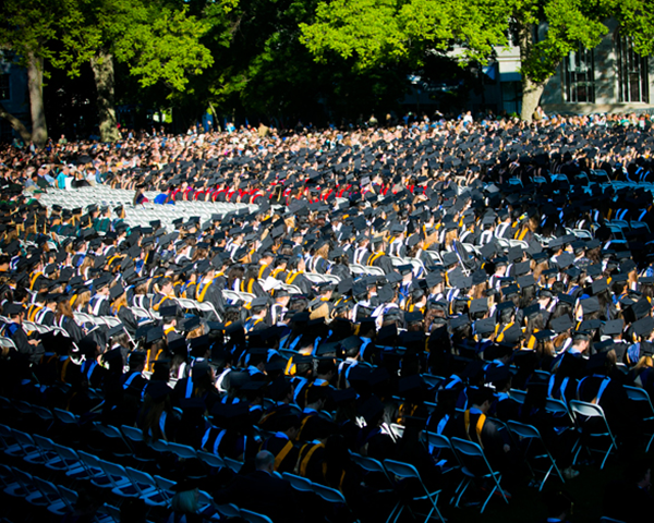Photo of graduates on quad