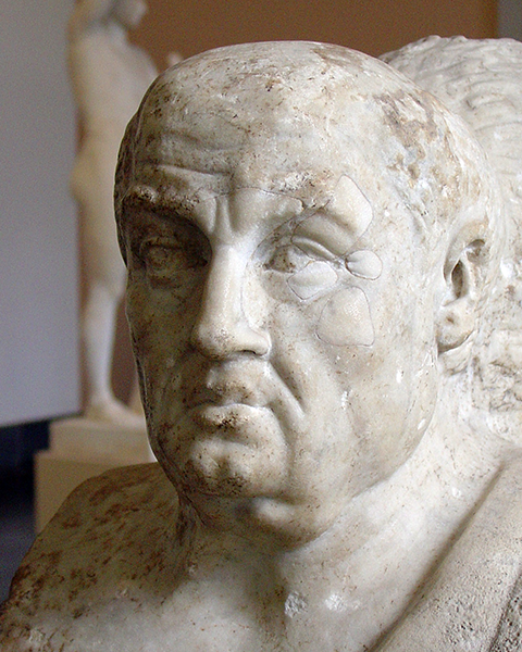Photo of an ancient marble bust of Seneca