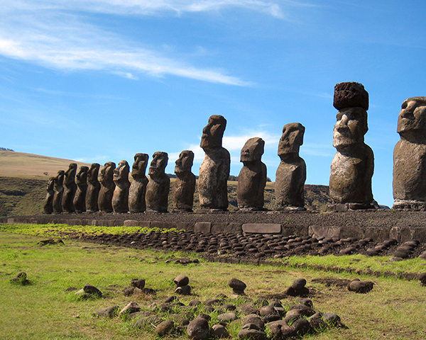 Photo of large statues on Easter Island