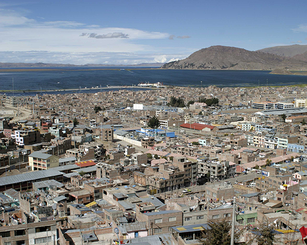 Photo of Lake Titicaca from Puno, Peru