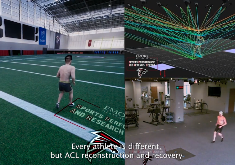 screenshot of a video displaying how researchers use AI and Computer Science to study sports injuries