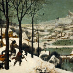Painting of a snowy landscape with a town and many figures
