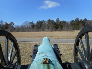 View from a cannon on Chickamauga Battlefield