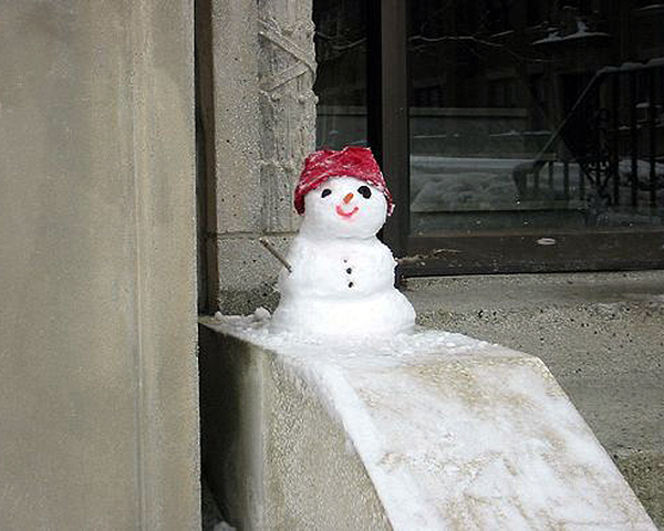 Photo of a small snowman