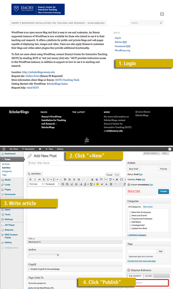 Screen shots from WordPress blog