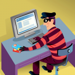 Illustration of a thief using a computer