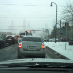 Photo of traffic in an Atlanta snow storm