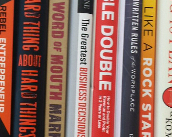 Photo of books on a shelf