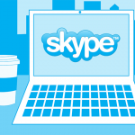 Illustration of a laptop with a Skype logo