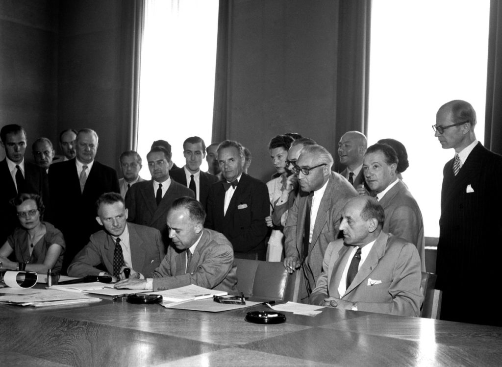 Photo of the signing of the 1951 Convention Relating to the Status of Refugees.