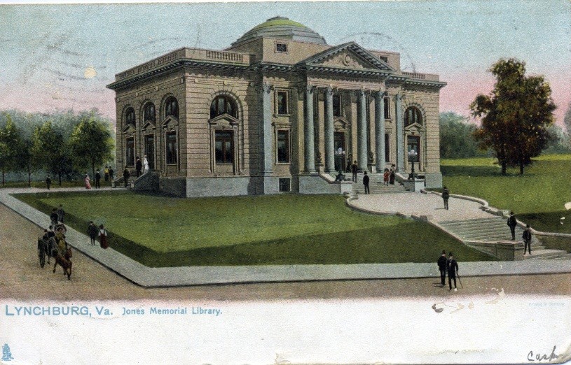 Postcard image of large domed building with columns and steps