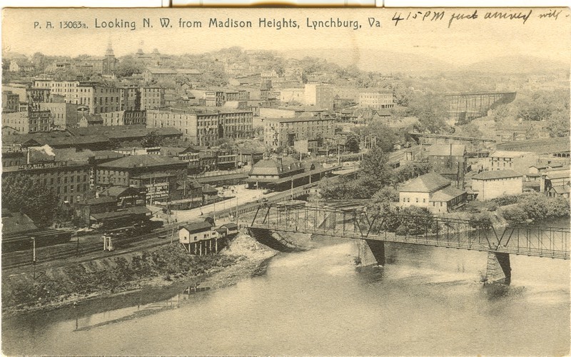 Old panoramic photograph of downtown Lynchburg, VA