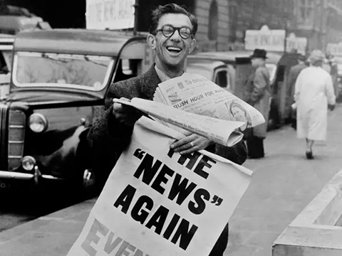 vintage photo of newspaper boy