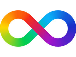 The rainbow infinity symbol. A sign representing the neurodiversity movement.