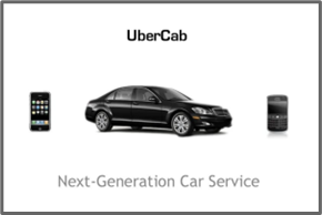 The first slide of Uber's pitch announcing "UberCab"