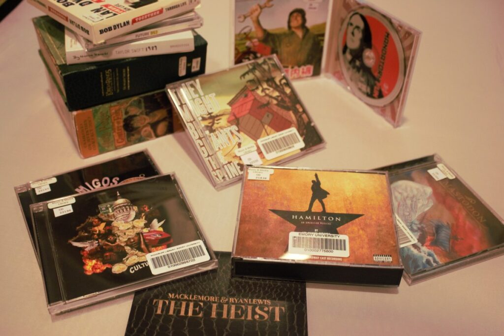 A small sample of recently acquired CDs at the Heilbrun Music and Media Library. 