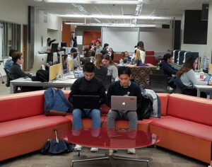 Students studying during exams at Woodruff Library