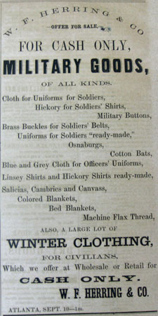 Advertisement in the Southern Confederacy