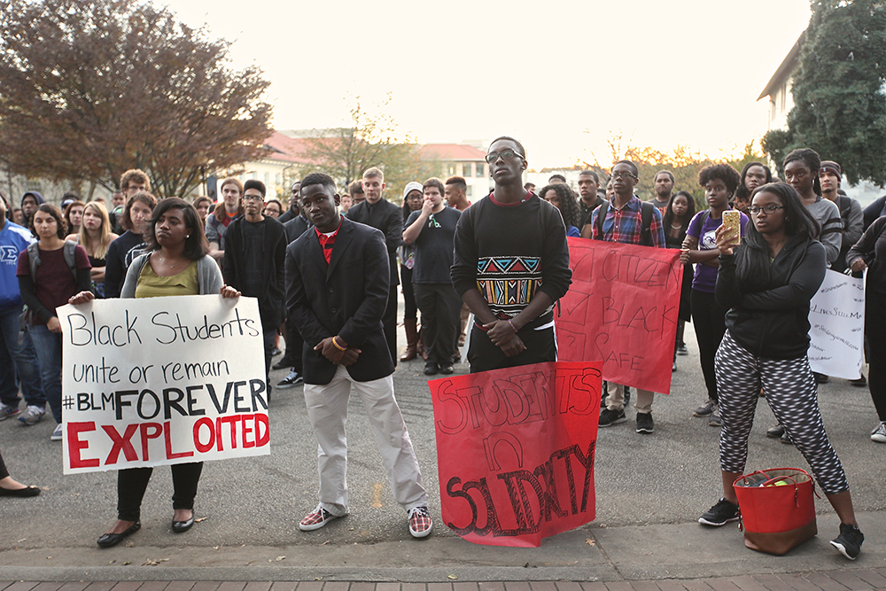 In November 2015, students gathered in Asbury Circle before protesting on Clifton Road.