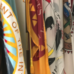 Flags in the Hall of Tribal Nations. Photo by the Bureau of Indian Affairs.